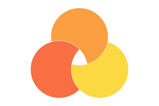 Graphical Venn diagram infographic sections. Overlapping circle shapes circles chart line set. Venn diagrams with overlapping circles, showing a common area, for infographic presentation vector