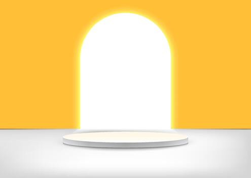 Illuminated arch on yellow background vector