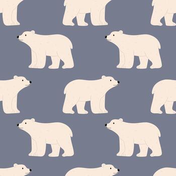 modelo presentando polar osos en varios poses en contra un suave gris antecedentes vector