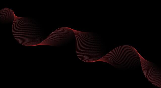 resumen antecedentes con brillante rojo ola líneas en un oscuro negro degradado. vector