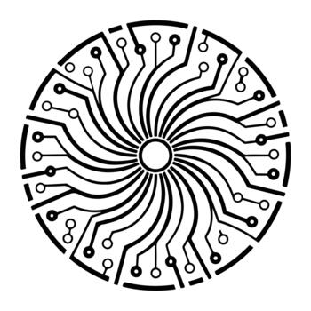 Abstract circular circuit board pattern for technology and data flow illustration vector