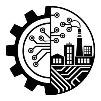 Digital transformation and industrial technology integration concept icon vector