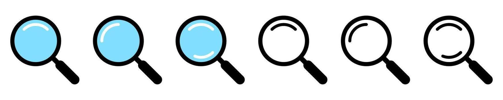 Loupe and Search Symbol Icons Collection for UI Design. Magnifying Glass Icon Set. vector