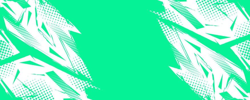 resumen y moderno Deportes antecedentes diseño con agudo cepillo trazos, medios tonos y flecha patrones en blanco y verde vector