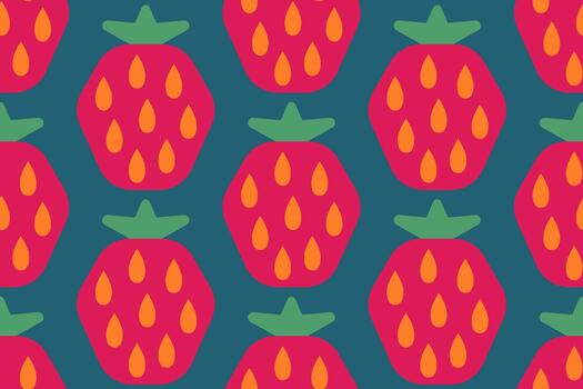 Seamless pattern of strawberry in retro geometric style. Retro pattern of strawberries vector