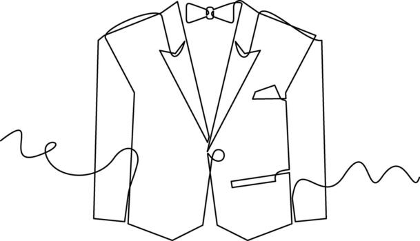 one line art Tuxedo Jacket illustration. line art, one continuous line, simple, hand drawn and sketch style. for icons, symbols, signs or logos vector
