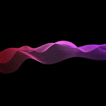Neon Gradient Wave Line Abstract Background Futuristic Glowing Purple and Pink Flowing Curve Lines on Black, Modern Digital Tech Design for Posters, Branding and Motion Graphics vector