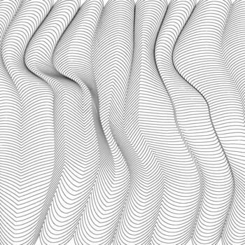 Dense Angular Curved Line Flow Pattern Abstract Contour Mapping Style Texture with Sharp Turned Waves, Black and White Minimal Background for Branding, Posters and Textile Prints vector