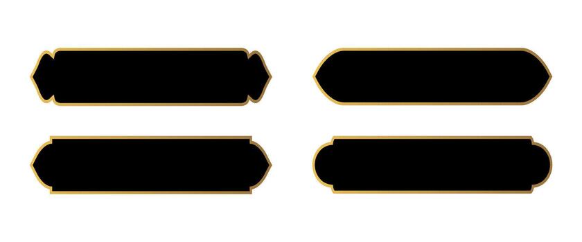 Set Luxury of black Chalkboard Jar Labels banner in golden frames text box, title frame template. Set of black web buttons on white background. Luxury black islamic Jar label vector