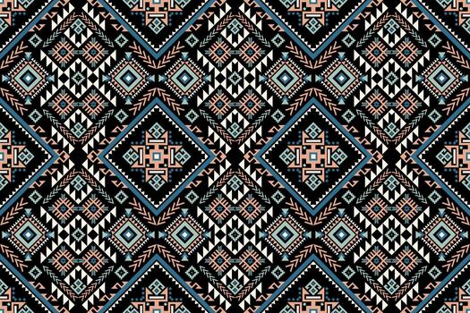 Geometric floral seamless pattern on black background,abstract design,abstract background. vector
