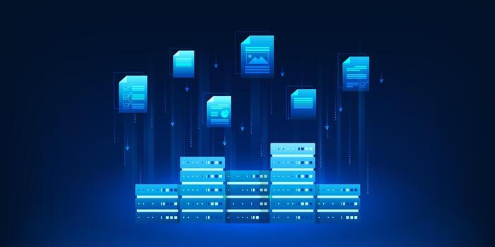 Illustration of data storage and management vector