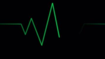 dynamisk grön vågform mönster på en mörk bakgrund, representerar ett aktiva puls, avgörande tecken, eller teknologisk data övervakning.. video