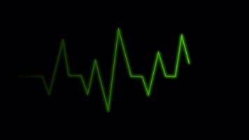 dynamisk grön elektrokardiogram linje pulserande tvärs över en mörk skärm, representerar avgörande liv tecken, medicinsk hälsa övervakning, och Avancerad diagnostisk teknologi i realtid video
