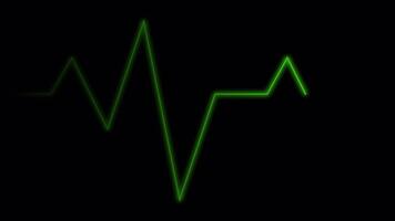 dynamisk grön vågform illustrerar avgörande tecken på en mörk visa, symboliserar hälsa övervakning, diagnostisk teknologi, och de rytm av liv i en modern medicinsk sammanhang video