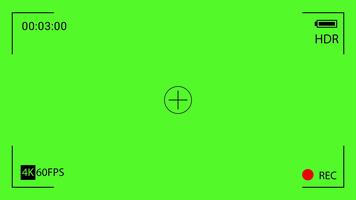 alta definizione registrazione telecamera Schermo con timecode e stato indicatori su un' vivido verde schermo sfondo, ideale per movimento grafica e la modifica progetti video