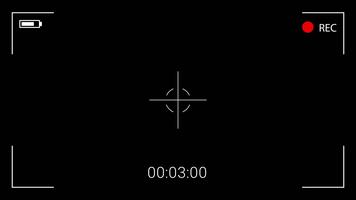 digital kamera skärm visning ett aktiva inspelning session med förflutit tid, en 'rec' indikator, och en targeting hårkors på en minimalistisk svart bakgrund video