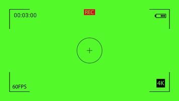 moderno telecamera registrazione interfaccia Schermo su un' vivace verde croma chiave sfondo, con codice temporale, fps, e 4k risoluzione indicatori per creativo sovrapposizioni video