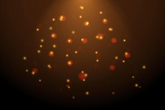 Soft golden and orange bokeh lights float against a dark backdrop, creating a warm, atmospheric abstract scene vector