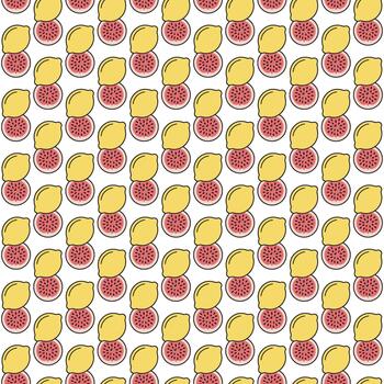 a pattern with pears and apples on it vector