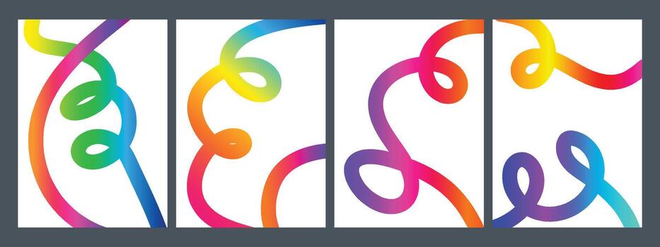 resumen degradado color formas modelo con arco iris cintas y geométrico ola diseño vector