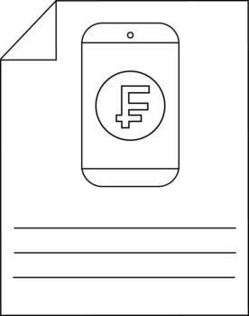 Minimalistic smartphone icon with currency symbol on document vector