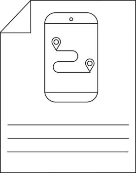 Minimalist line art smartphone with location map icon vector