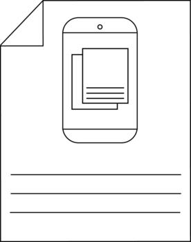Minimalistic line art of a smartphone with documents icon vector