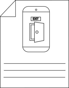 minimalista línea Arte de teléfono inteligente con salida puerta símbolo vector