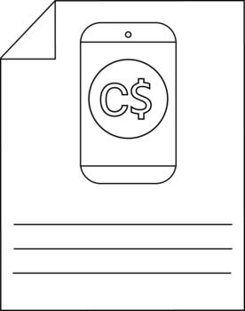 Minimalist line art of smartphone with currency symbol on document vector
