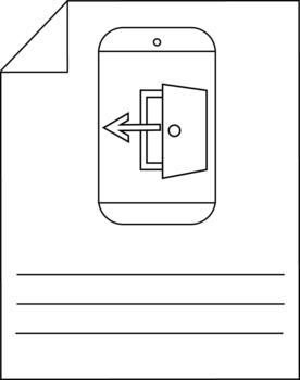 Outline icon of mobile logout on document paper vector