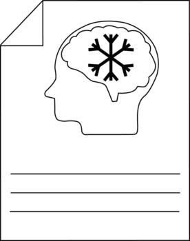 minimalista cerebro icono con copo de nieve dentro en documento vector