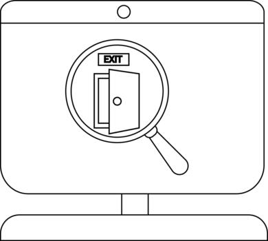 aumentador vaso enfoque en salida puerta símbolo en computadora pantalla vector