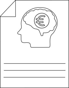 Outline of human head with Euro symbol in brain on document vector