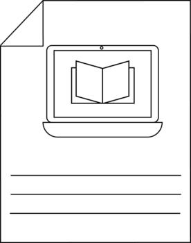 Minimalist outline of laptop with open book icon on screen vector