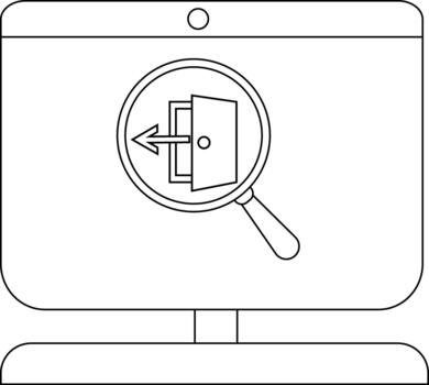 contorno de computadora pantalla con aumentador vaso y salida símbolo vector