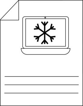 Minimalist icon of laptop with snowflake symbol on document vector