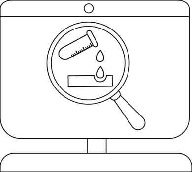 Magnifying glass highlighting science experiment on computer screen vector
