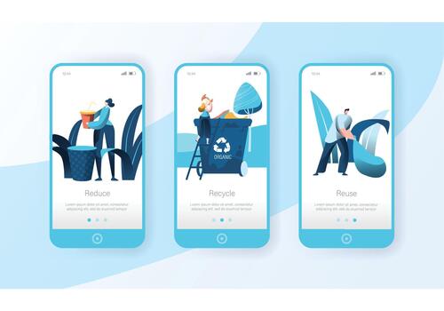 Eco-friendly practices on smartphone screens vector