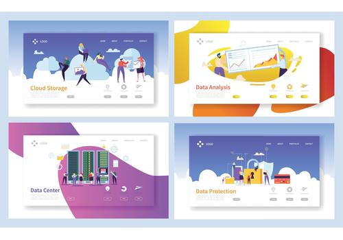 Web design mockups for cloud services vector