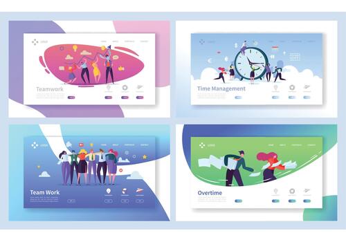 teamwork and time management illustrations vector