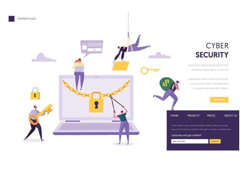 Internet Password Security Concept Landing Page vector