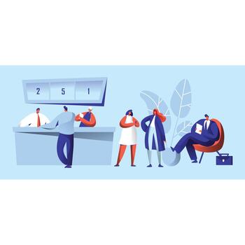 Diverse individuals at an office reception vector