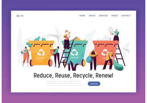 Sorting Trash for Recycle Landing Page vector