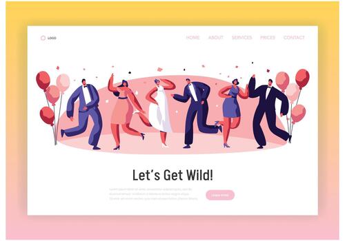 Party website with dancing people vector