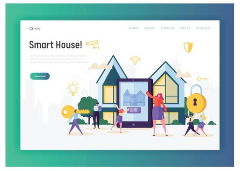 Home Automation System Landing Page. Smart House vector