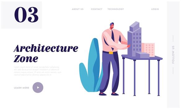 Architect Engineer Create Building Project Office vector