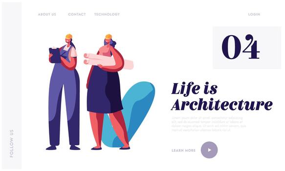 Architect and Builder Working on Project vector