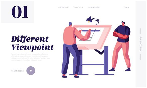 ingeniero arquitecto trabajo en sequía proyecto dibujo vector