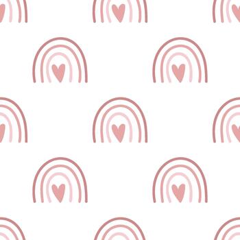 Charming children's pattern with a heart and a rainbow. Seamless pattern for children's design on a transparent background vector