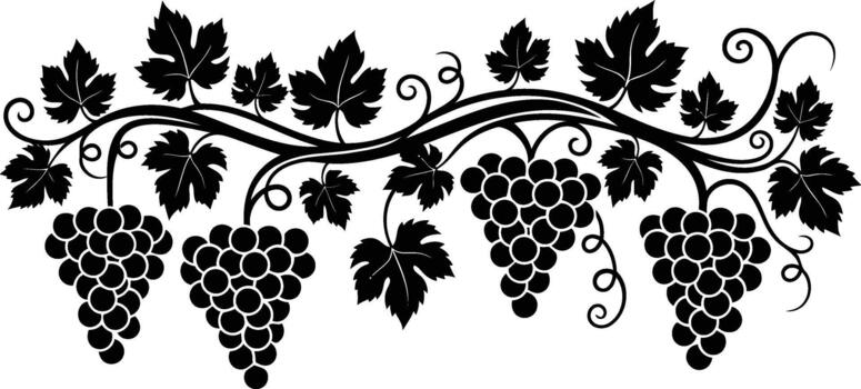 uva vino frontera con hojas y Fruta racimos diseño vector